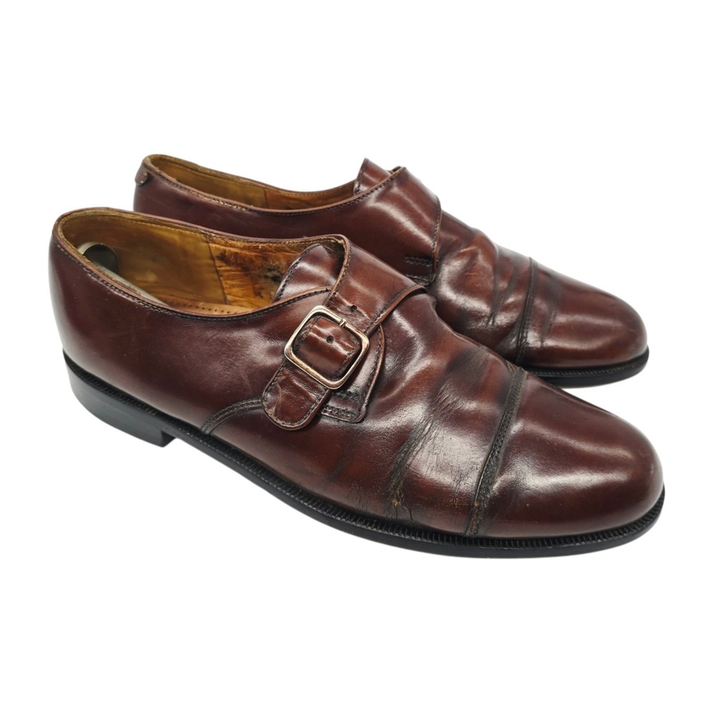 Cole Haan Shoes Mens 11 D Brown Leather Single Monk Strap Slip On Dress Casual